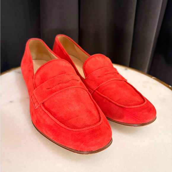 J. Crew Suede Charlie Penny Loafer in Vibrant Flame | 8.5 - Picture 10 of 13